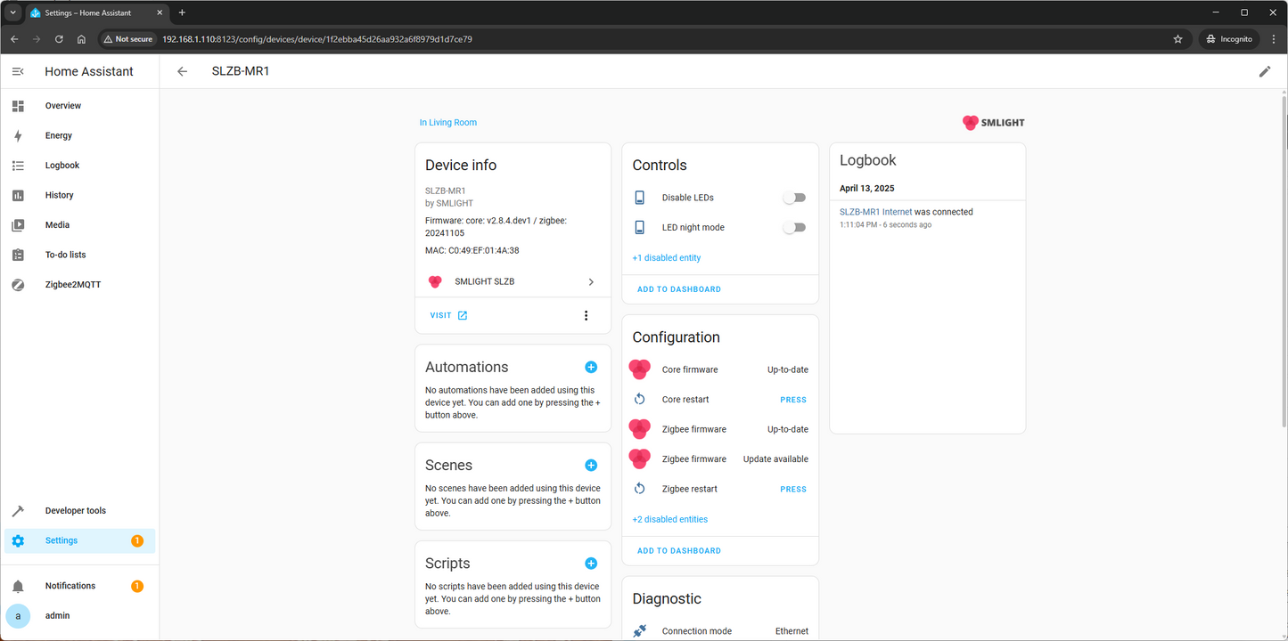 Zigbee LAN PoE-Koordinator SMLIGHT SLZB-MR1 Multiradio
