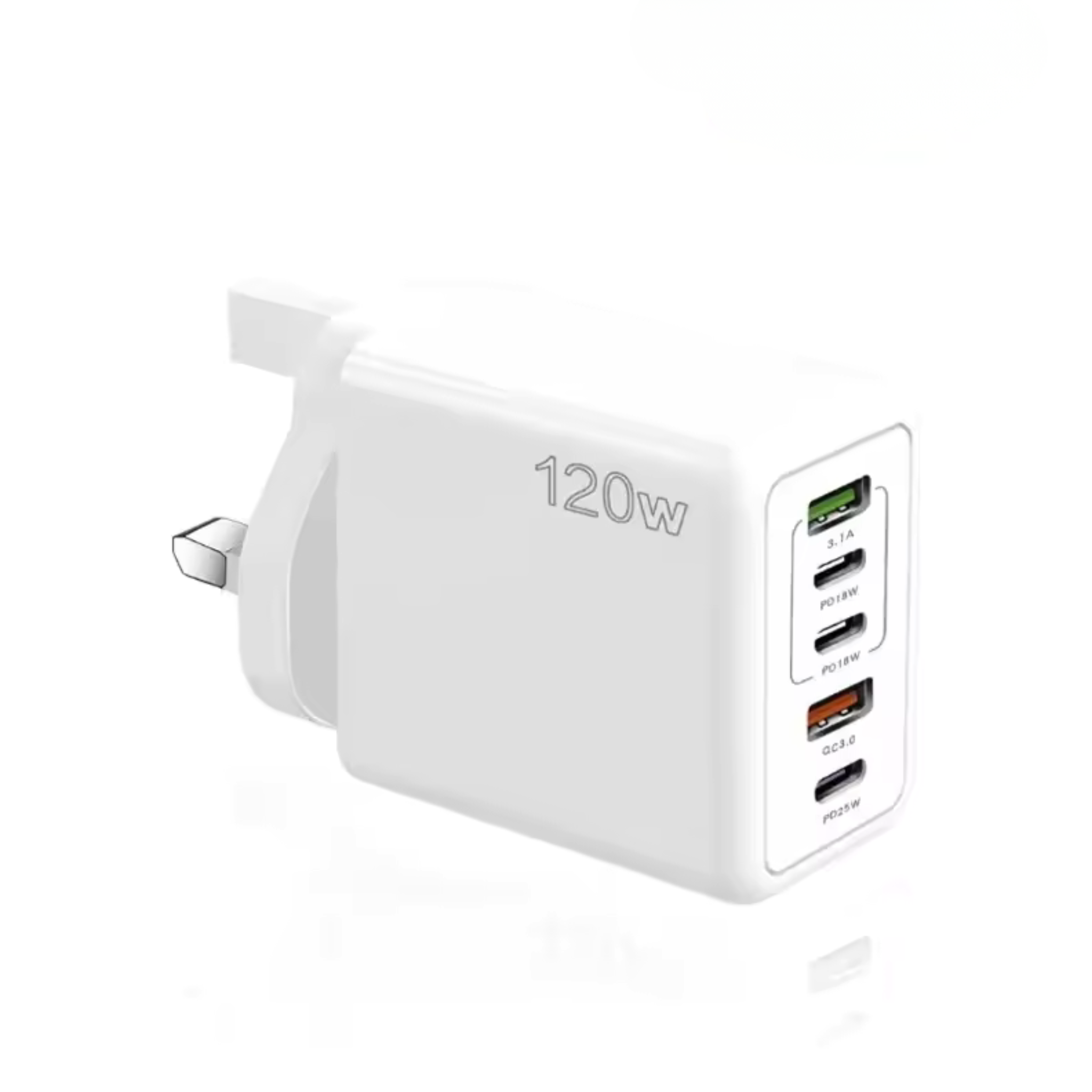 120W USB-C Fast Charger – Multi-Port PD Wall Adapter (5 Device Charging) Secondary image