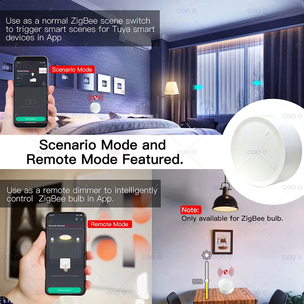 Zigbee Smart Knob Switch – Wireless Scene Controller & Dimmer