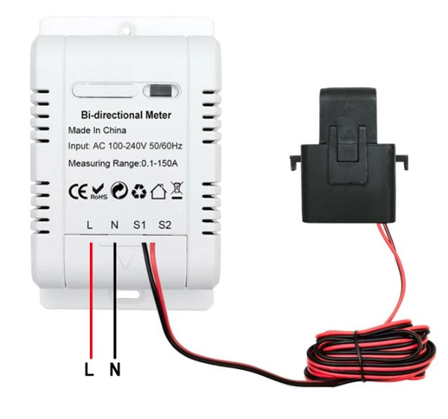 Energy Meter Bidirectional 150A Clamp Monitor