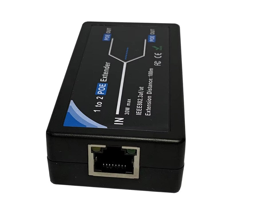 PoE Extender 100Mbps – 1-to-2 Ethernet & Power Splitter