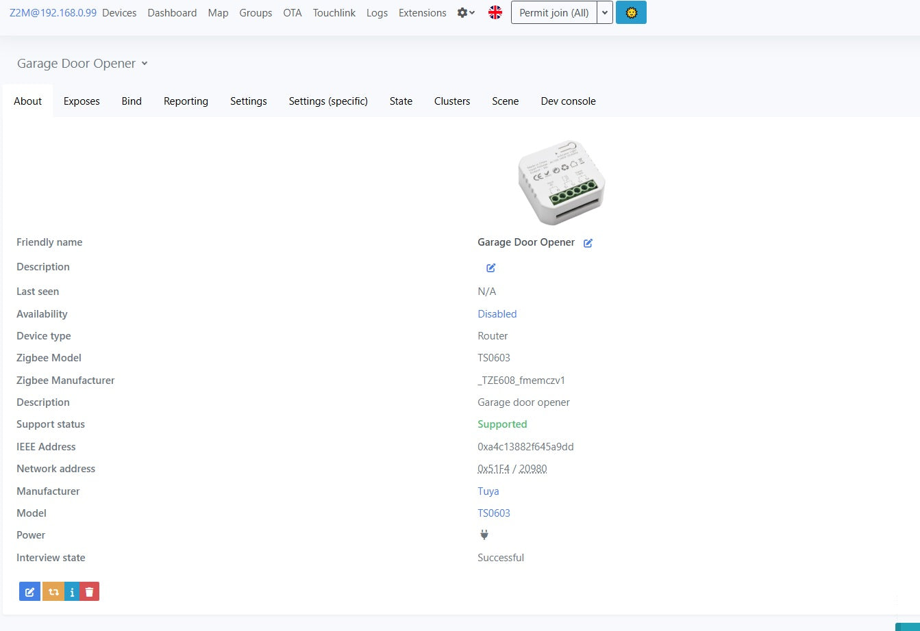 Zigbee Garage Door Opener Controller