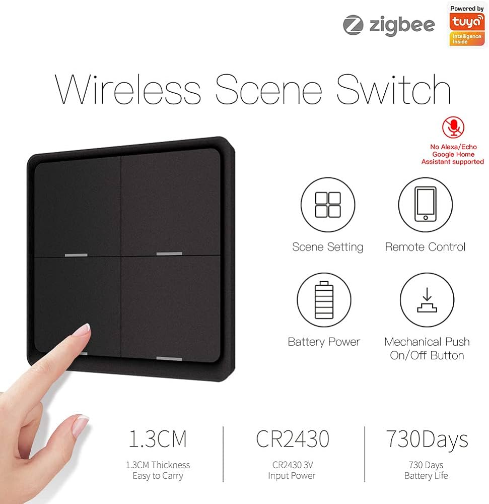 Interruptor de escena ZigBee de 4 vías Tuya Imagen secundaria del producto