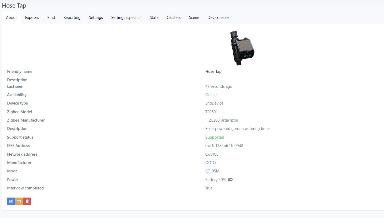 Tuya Zigbee Solar Garden Hose Tap Controller
