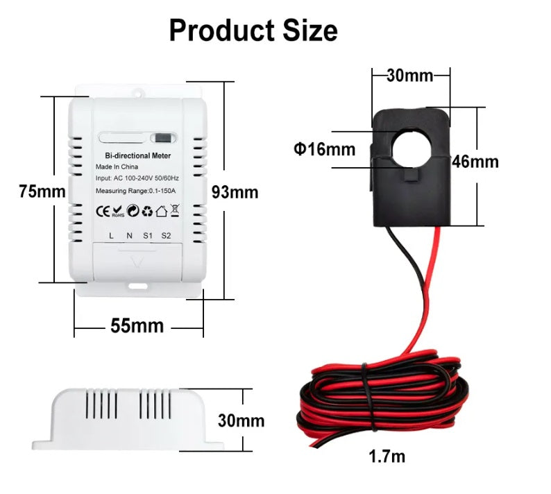 Energy Meter Bidirectional 150A Clamp Monitor