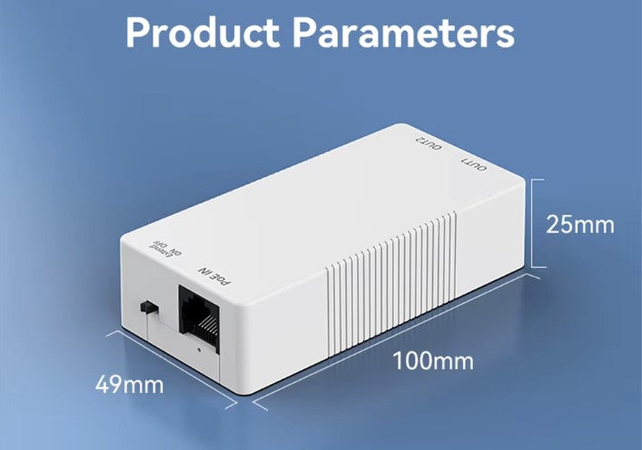 2 Port Gigabit Poe Repeater 1 till 2 Poe Extender 48V 30W