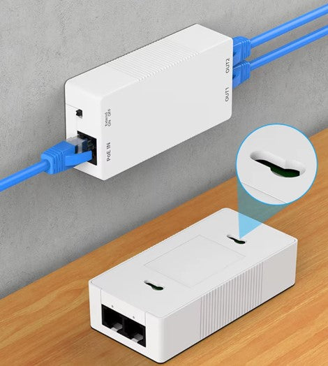2 Port Gigabit Poe Repeater 1 till 2 Poe Extender 48V 30W