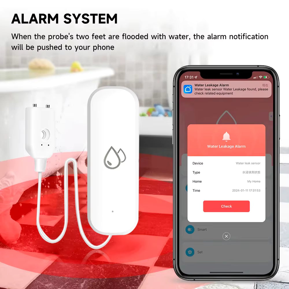 Zigbee Smart Water Leak Sensor – Flood Detection Alarm Secondary image