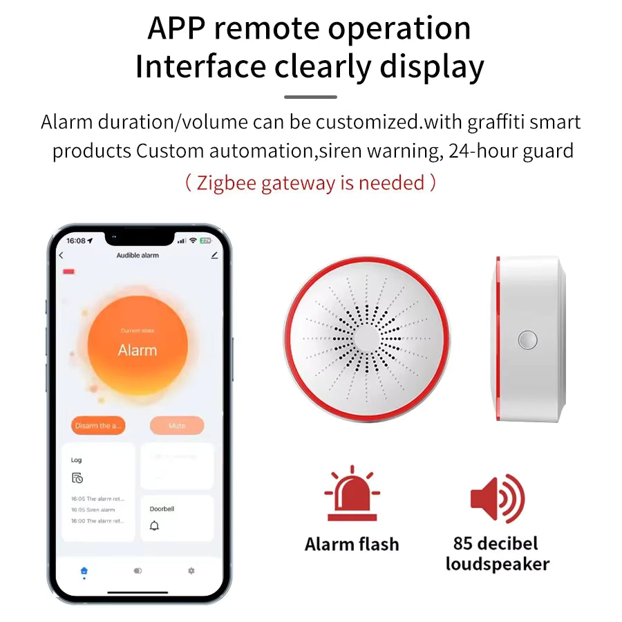 Zigbee Smart Siren Alarm – Sound & Light Security Alert