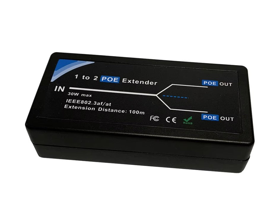 PoE Extender 100Mbps – 1-to-2 Ethernet & Power Splitter