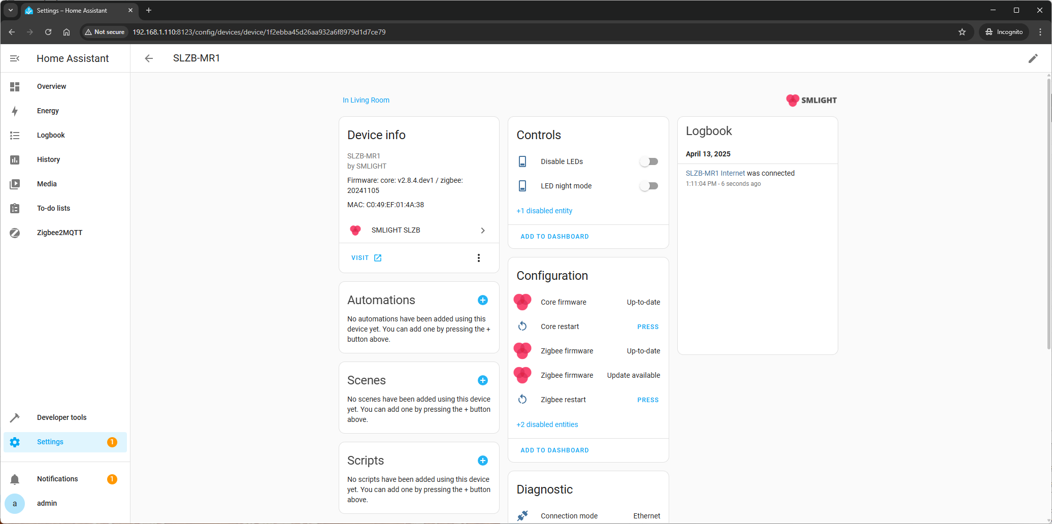 Coordinador Zigbee LAN POE SMLIGHT SLZB-MR1 Multiradio